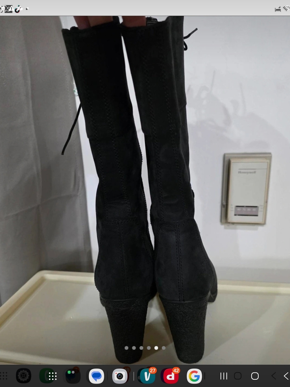 Timberland Black Lace-Up Chunky Heel Mid-Calf Boots - Picture 3 of 7